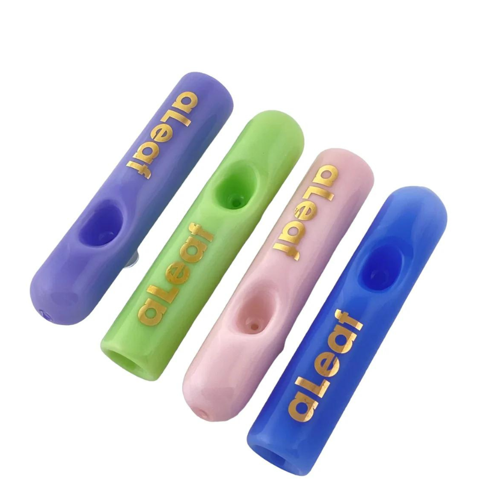 4.5 INCHES ALEAF GLASS HAND PIPE STEAMROLLER  ASSORTED COLORS - PACK OF 5 (HP52)