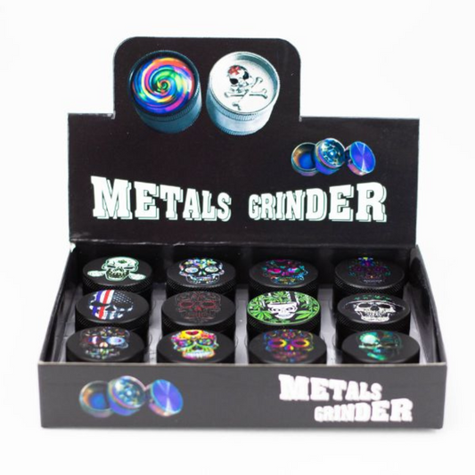 3 PIECEC SKULL GRINDER METAL BOX ASSORTED COLORS (G39)