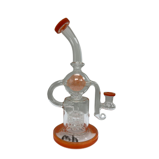 9 INCHES ORANGE GLASS WATER PIPE RECYCLER GLASS ASSORTED COLORS (WP186)