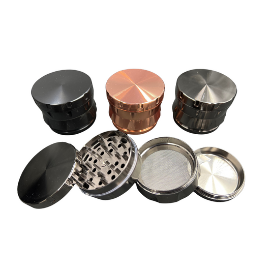 63MM 4 PART COLORED SIDE DESIGNED METAL GRINDER - PACK OF 6 (G33)