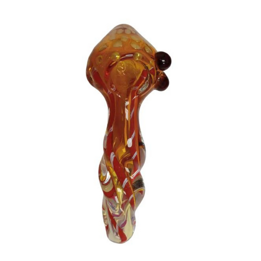 5 INCHES AND 5.5 INCHES FANCY GLASS HAND PIPES IN ASSORTED COLORS, SIZE AND DESIGNS - PACK OF 4 (HP39)
