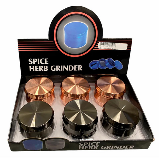 4 PIECE SPICE HERB METAL GRINDER ASSORTED COLORS - PACK OF 6 (G27)