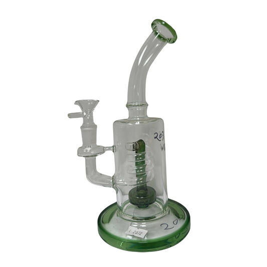 10.5 INCHES GREEN BASE TOP CURVED BEAKER GLASS WATER PIPE (WP203)