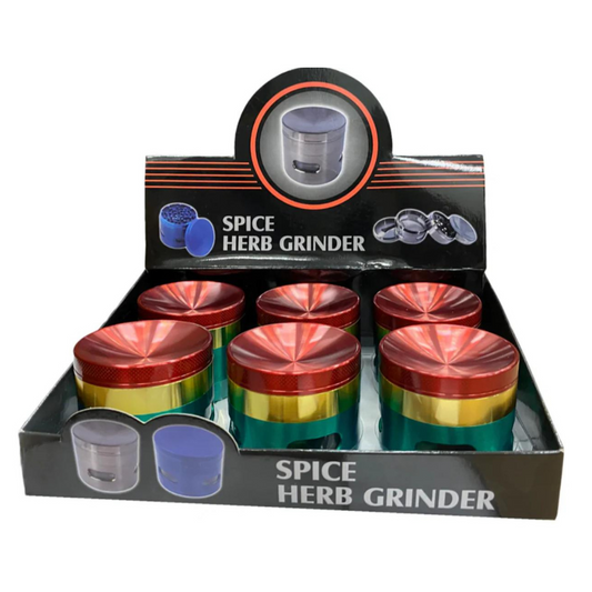 4 PART MULTICOLORED 2.5 INCHES METAL GRINDER - PACK OF 6 (G29)