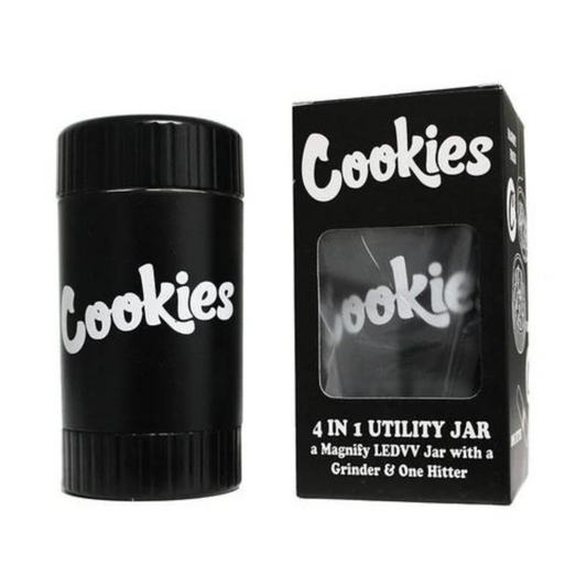 COOKIES 4 IN 1 UTILITY JAR WITH GRINDER & ONE HITTER