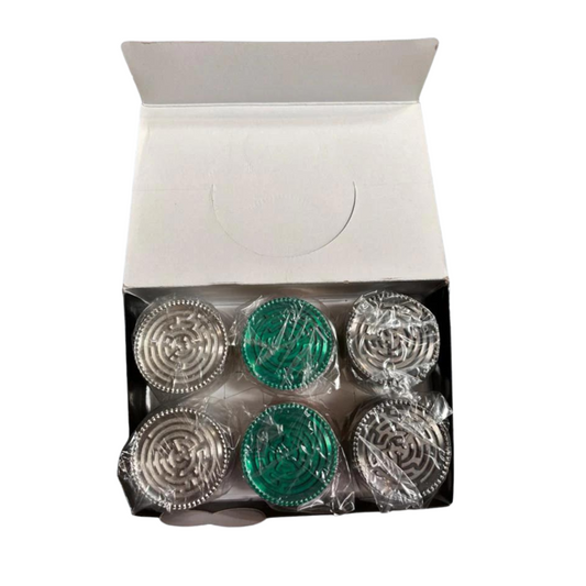 MAZE DESIGN METAL 2.5 INCHES GRINDER ASSORTED COLORS - PACK 0F 6 (G18)