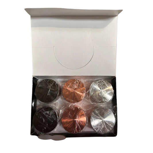 ALUMINIUM METAL GRINDER 2.5 INCHES ASSORTED COLORS - PACK OF 6 (G23)