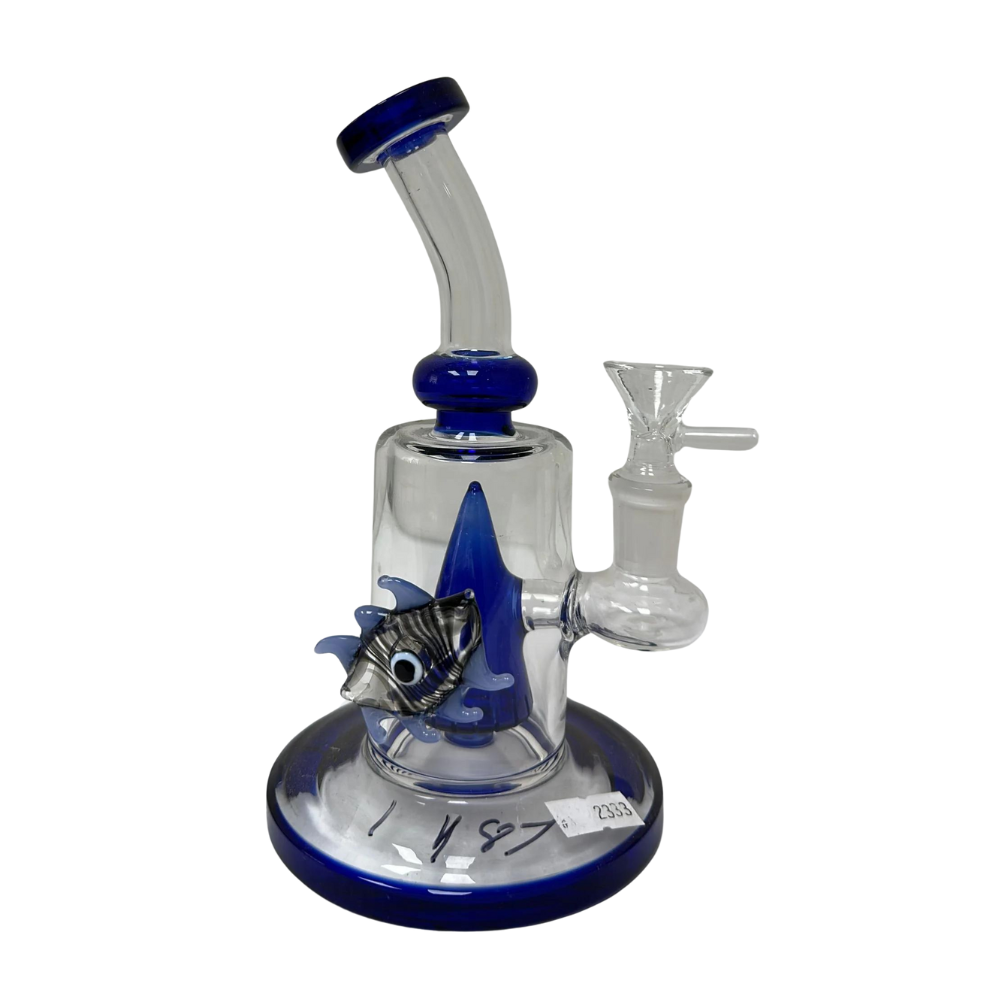 7 INCHES BLUE EYE PYRAMID BANGER GLASS WATER PIPE (WP187)