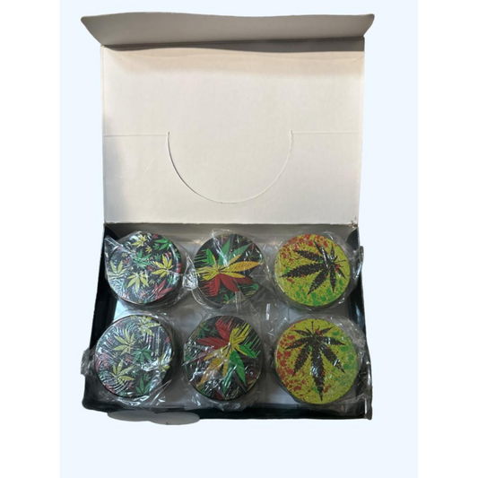 LEAF DESIGN 2.5 INCHES METAL HERB GRINDER - PACK OF 6 (G10)