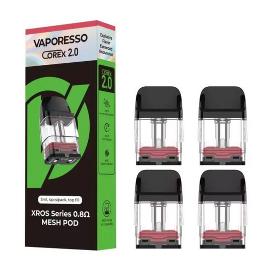 VAPORESSO COREX 2.0 3ML XROS SERIES 0.8OHM MESH POD - PACK OF 4